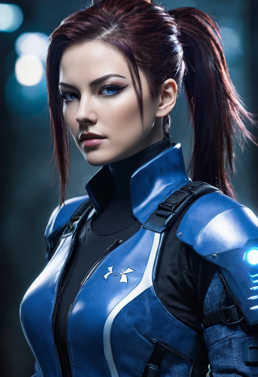 create a character for a video game Character: Nyx "ghost" Halvorsen Biography: Full name: Nyx Halvorsen Alias: "ghost" Age: 32 years Nationality: Nordic (Norway) Specialization: Infiltration and Cybersecurity History: Nyx Halvorsen, known in the world of cyber operations as "ghost", is a former military intelligence agent who specialized in covert operations and cybersecurity. Criada en los fríos y ásperos paisajes de Norway, Nyx demonstrated an exceptional talent for technology and combat from an early age.. After enlisting in the army at age 18, He quickly rose to the ranks of the special forces, where she was recruited by a secret unit dedicated to cyber operations. Physical features: Height: 1.75 meters Weight: 65 kg Build: Athletic and agile eyes: Blues with a cybernetic glow when using technological abilities Hair: long, white with cyber blue highlights Distinctive Features: Cybernetic implants in the hands and spine, scar on left cheek full body resident evil