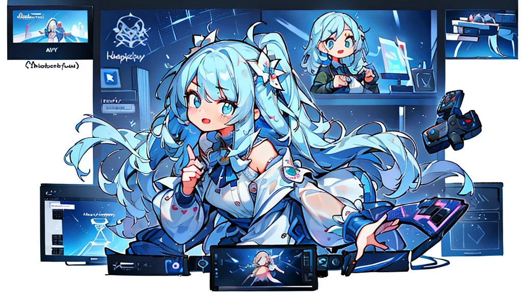 1girl, viewer behind the girl, face partially visible, viewer and girl looking at monitor, playing videogames, holding controller, happy, excited, tmasterpiece,best qualtiy,Ultra-high resolution, ((Clear facial features,beautidful eyes,beauitful face, Exquisite facial features))