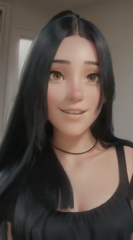 There is a woman with long black hair and a black blouse, 18 years old, Ayahausca, 1 6 years old, 22 years old, 21 years old, 23 year old, 27 years old, 28 years old,  de 19yearsold, 24 years old, very low quality, 19yearsold