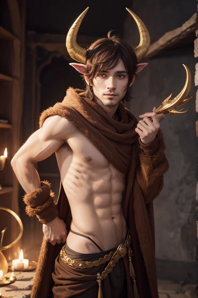 Male faun sorcerer with anthylope horns