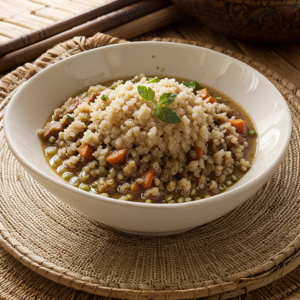 Make me a plate of rice with quinoa stew and be realistic