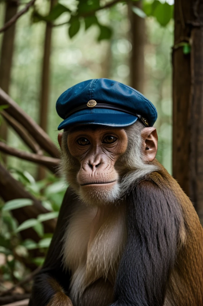 A monkey wearing a Goorin Bros brand cap