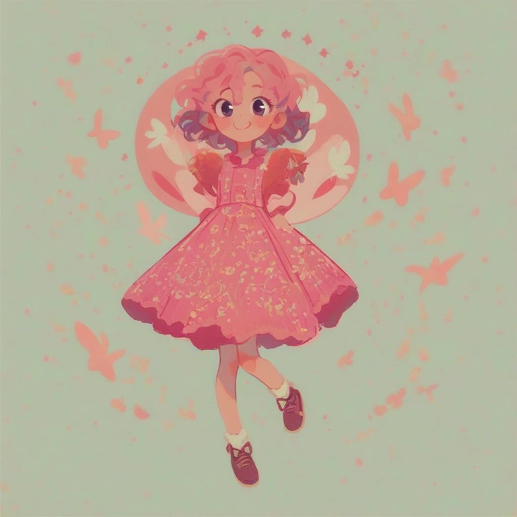 score_9, score_8_up, score_7_up, score_6_up, cute , simple background, full body, ,pink light body,new emotion,lover,skin tone pink,hair long wavy light pink,eyes pink,dress dark pink,background dark pink