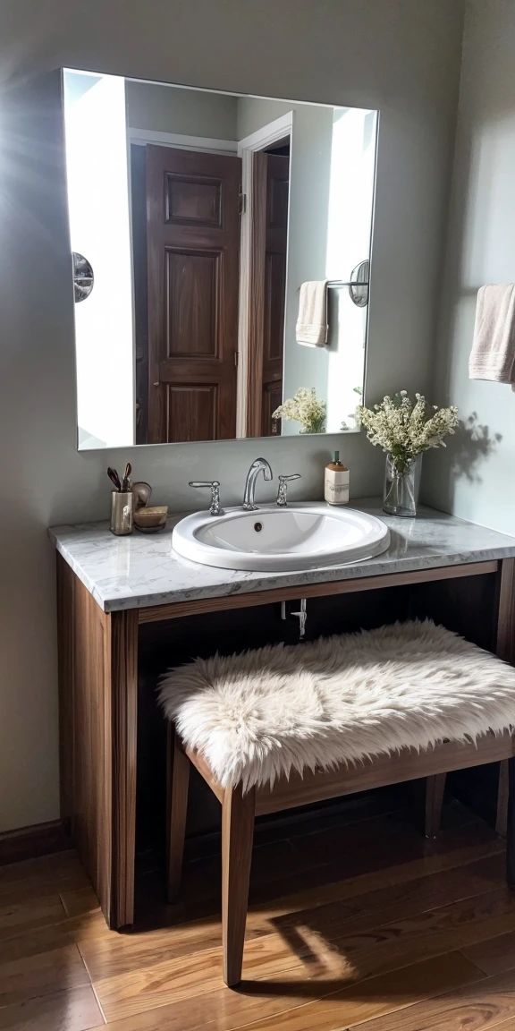 Mirror reflection: Use a large mirror, to create double perspectives.