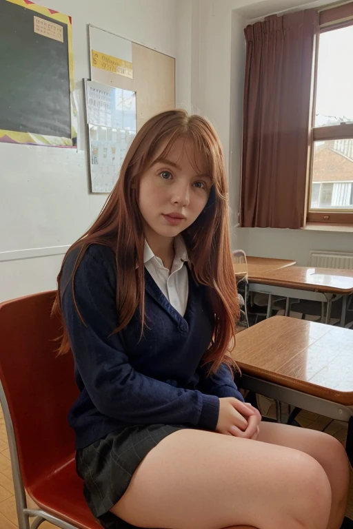 redhead girl, ************, school_uniform),(red_Hair), session, crossed legs