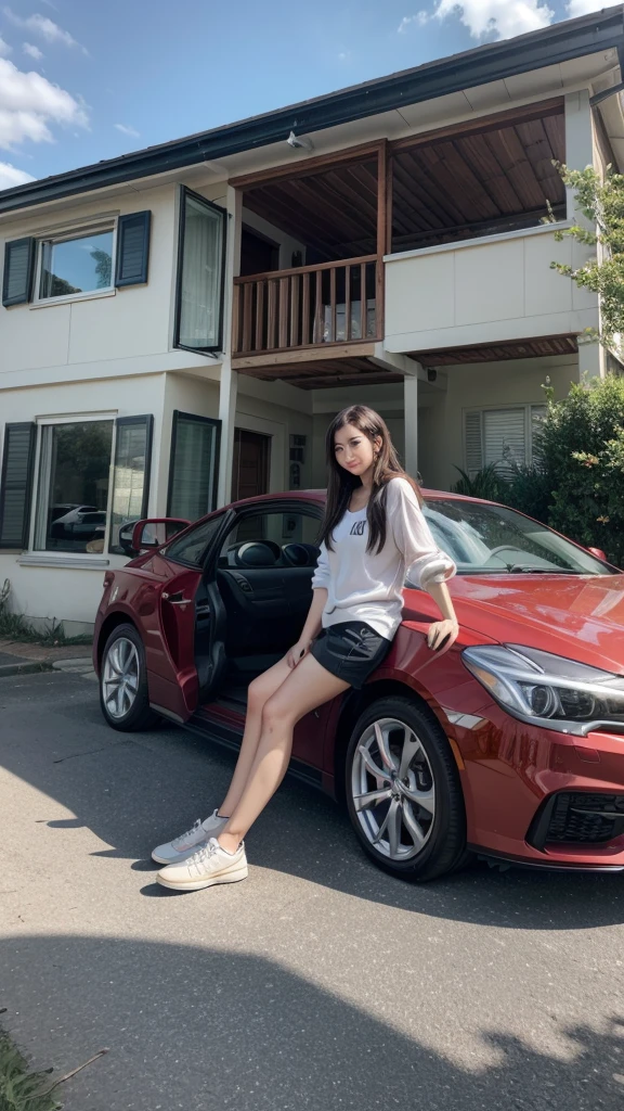 person with house , cars and bank account