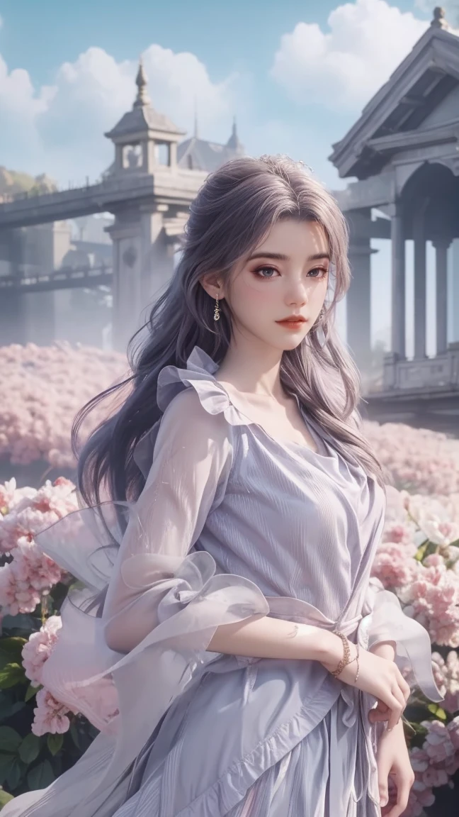 1girl, cheerful girl, carefree and happy, smiling, laughing, The girl is wearing a beautiful dress, the girl's eyes are bright and sparkling, very beautiful, cute and sweet 