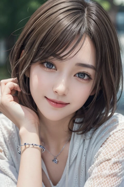 (Surreal) , (Like the picture:1.4),(Increase the resolution), (8K), (Very detailed), (Beautiful and detailed), (Highest quality), (Super detailed), (masterpiece), (wallpaper), (Detailed face), alone,girl1名, perfect beautiful japanese woman:1.4、Looking at the audience, Subtle details, Detailed face, cloudy, Deep Shadow, A gentle smile,((Short Hair Silver Color Mesh)),My hair is messy,look up,masterpiece, Highest quality, 8K, Upper Body, Dabo Dabo Hoodie:1.4, break, 18-year-old, Anna_girl, Wavy Hair, Show Viewer, smile, Ultra-realistic photos, Sharp focus, Face Light, Dynamic Lighting, break, Real Skin, Symmetrical, clear eyes,, Sharp pupils, Realistic student,Light background,Camera angle: Low - Angle,Various poses,necklace,Pin on right ear,Attractive face, Medium Chest, bracelet、The best smile