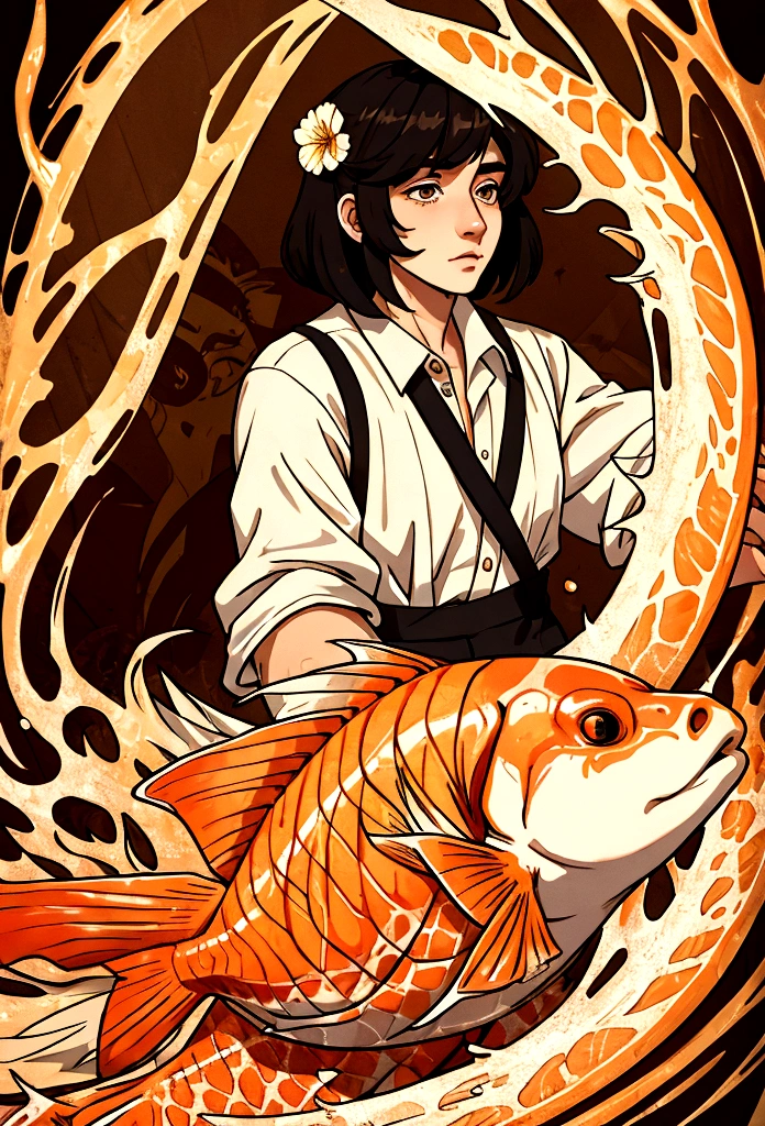Create me a carp fish with a wig