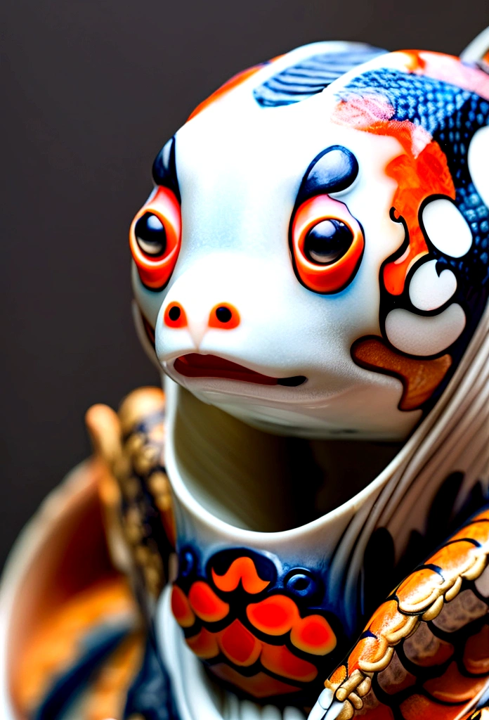 a Japanese woman with a koi fish face