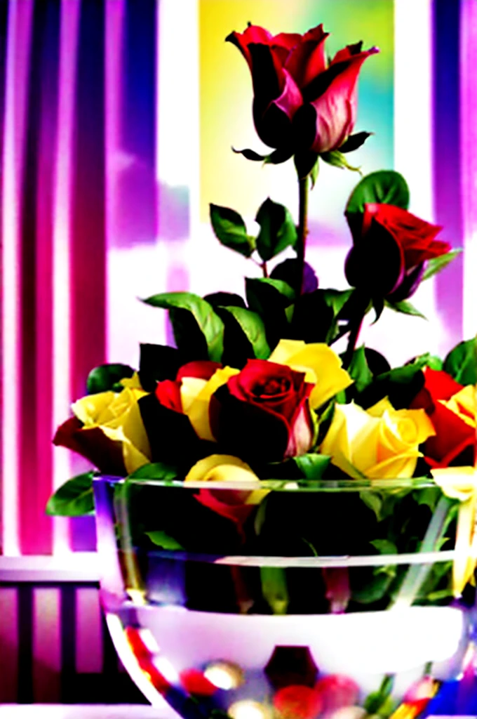 Illustration for a banner in youtube. Beautiful salad with beautiful presentation. There is a vase with roses on the table. aspect ratio 16:9