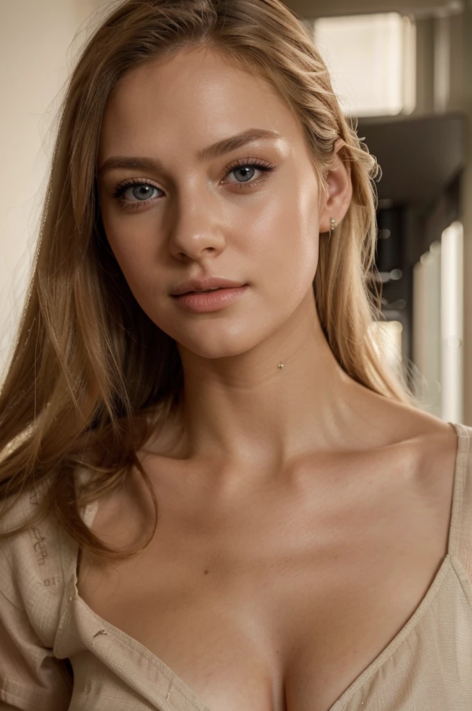 a beautiful 21 year old blonde woman, elegant pose, wearing a nurse's uniform, (best quality,4k,8k,highres,masterpiece:1.2),ultra-detailed,(realistic,photorealistic,photo-realistic:1.37),beautiful detailed eyes,beautiful detailed lips,extremely detailed eyes and face,longeyelashes,detailed nursing uniform,studio lighting,warm color tones,soft lighting,natural lighting,elegant expression, photo portrait