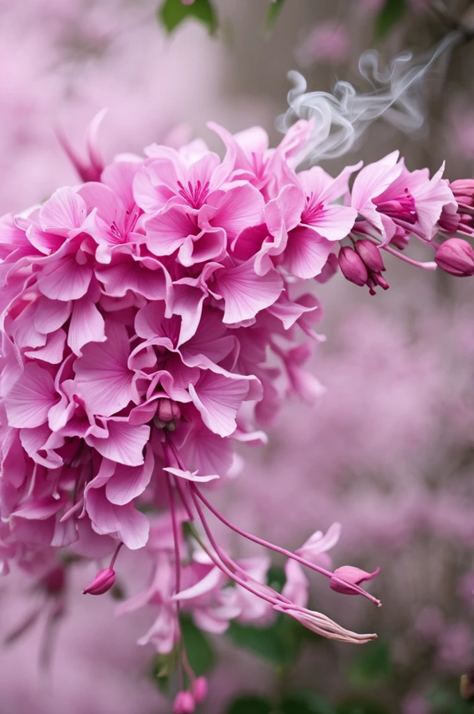 Smoke with pink colors, fuchsias, pale