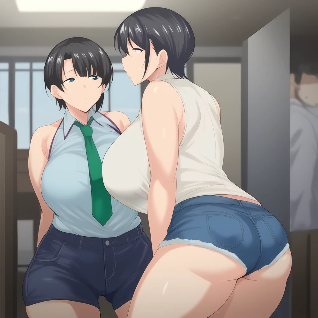 score_9, score_8_up, score_7_up, source_anime, flat color, anime screencap, ikuchan, BREAK, 1boy, dominant white male, male, shota, 1girl, milf, dark skinned female, interracial, side view, doggstyle, creampie, indoors, crotch focus, cute shota, cute boy, looking at viewer, faceless male, netorare, cuckolding, cuckold pov, duo, duo focus, ((age difference)), confident male, ((male dom)),  dominant male, submissive female, shotadom