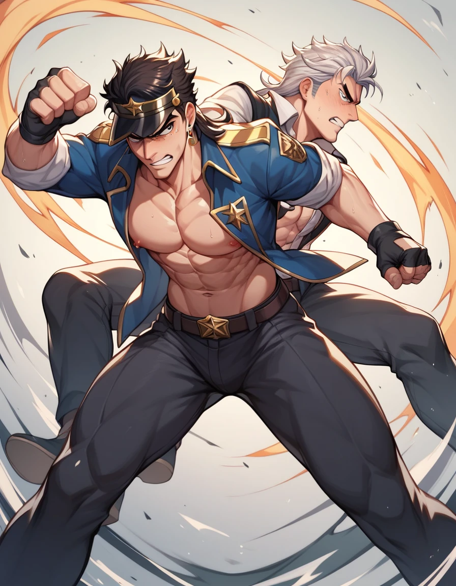 2 guys Jotaro Kujo, Part Brando, fight,