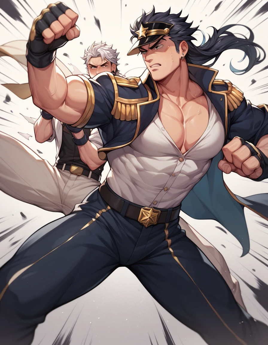 2 guys Jotaro Kujo, Part Brando, fight,