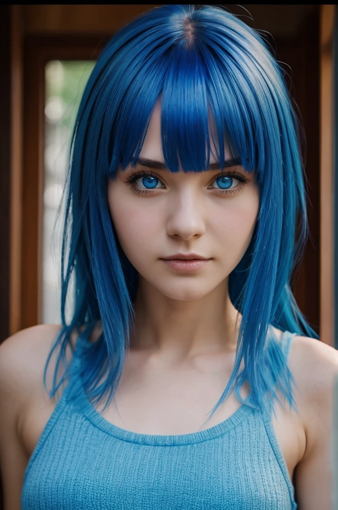 Screenshot of blue lock.
A blue haired girl with bangs and blue eyes 
