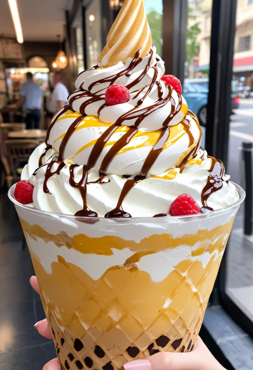 Super huge soft serve ice cream parfait