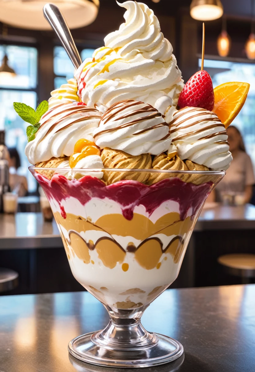 Super huge soft serve ice cream parfait