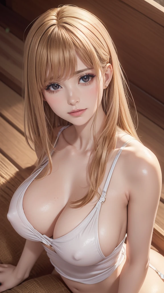 from above,overhead shot,onsen,(lying),(on back),1girl,(ultra detailed skin),curvy,,beautiful breasts,(large breasts),pale skin,pointy breasts,erect nipples,(fantasy art,Highest image quality,Hyperrealist portrait,(8k),ultra-realistic,best quality, high quality, high definition, high quality texture,high detail,beautiful detailed,fine detailed,extremely detailed cg,detailed texture,a realistic representation of the face,masterpiece,Sense of presence,Dynamic,bold),short hair,(ultra thin hair),(ultra soft hair),(ultra straight hair:1.5),Swept long bangs,extra light coppery amber hair,hair over one eye,clothed,baggy t-shirt,swimsuit