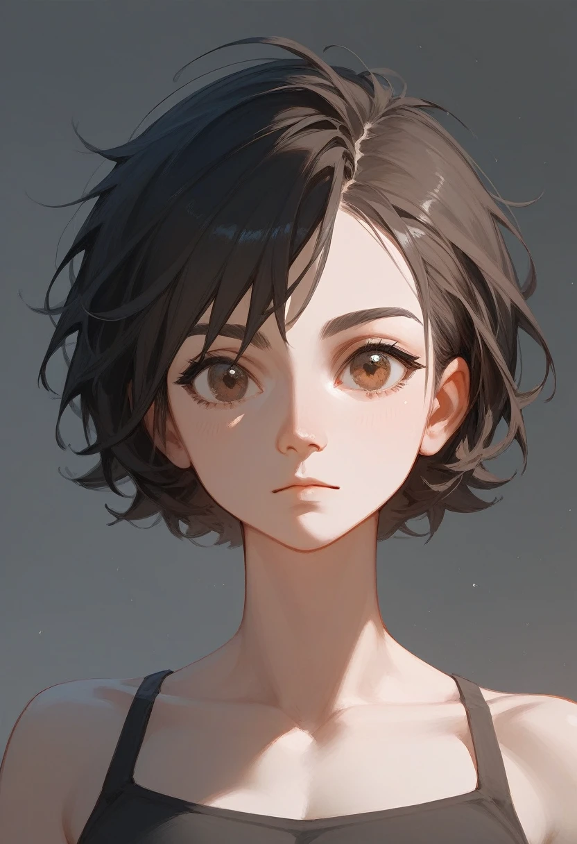 bolivian woman, medium short black hair, small brown eyes, small nose, thesis morena clara