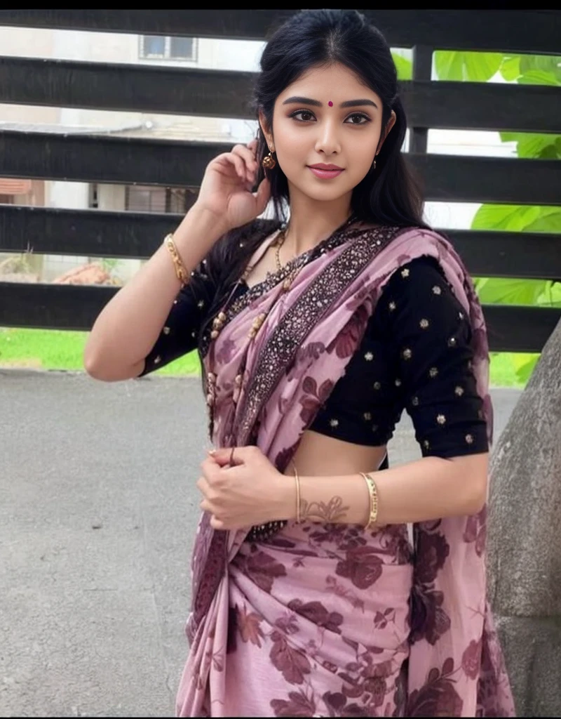 a woman in a sari posing for a picture, indian goddess, traditional beauty, indian, beautiful goddess, ornate cosplay, indian style, indian super model, beautiful maiden, gorgeous woman, south east asian with long, provocative indian, gorgeous beautiful woman, intricate outfit, hindu aesthetic, beautiful