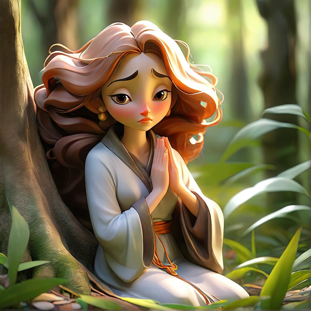 Sob a serene glass, on a peaceful day, a woman in the forest , in voracious prayer. Bible in hands, words of light, Seek the comfort that faith always translates. The shadow of the tree, shelter and refreshment, A sacred encounter, an ethereal moment. With eyes closed and heart open, Pray fervently, search for the right path. Every leaf that falls, a divine whisper, Guiding your words, showing the destination. On sacred ground, your soul surrenders, To God omnipresent, his life he extends. under the tree, symbol of life and shelter, A woman and her faith, in an old dialogue. kneeling in prayer, her strength she renews.