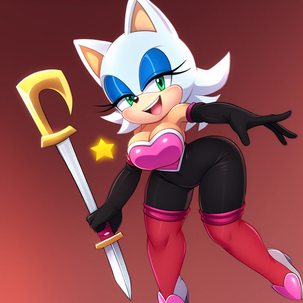 Rouge fight sword and laughs Black bodystocking . Sonic