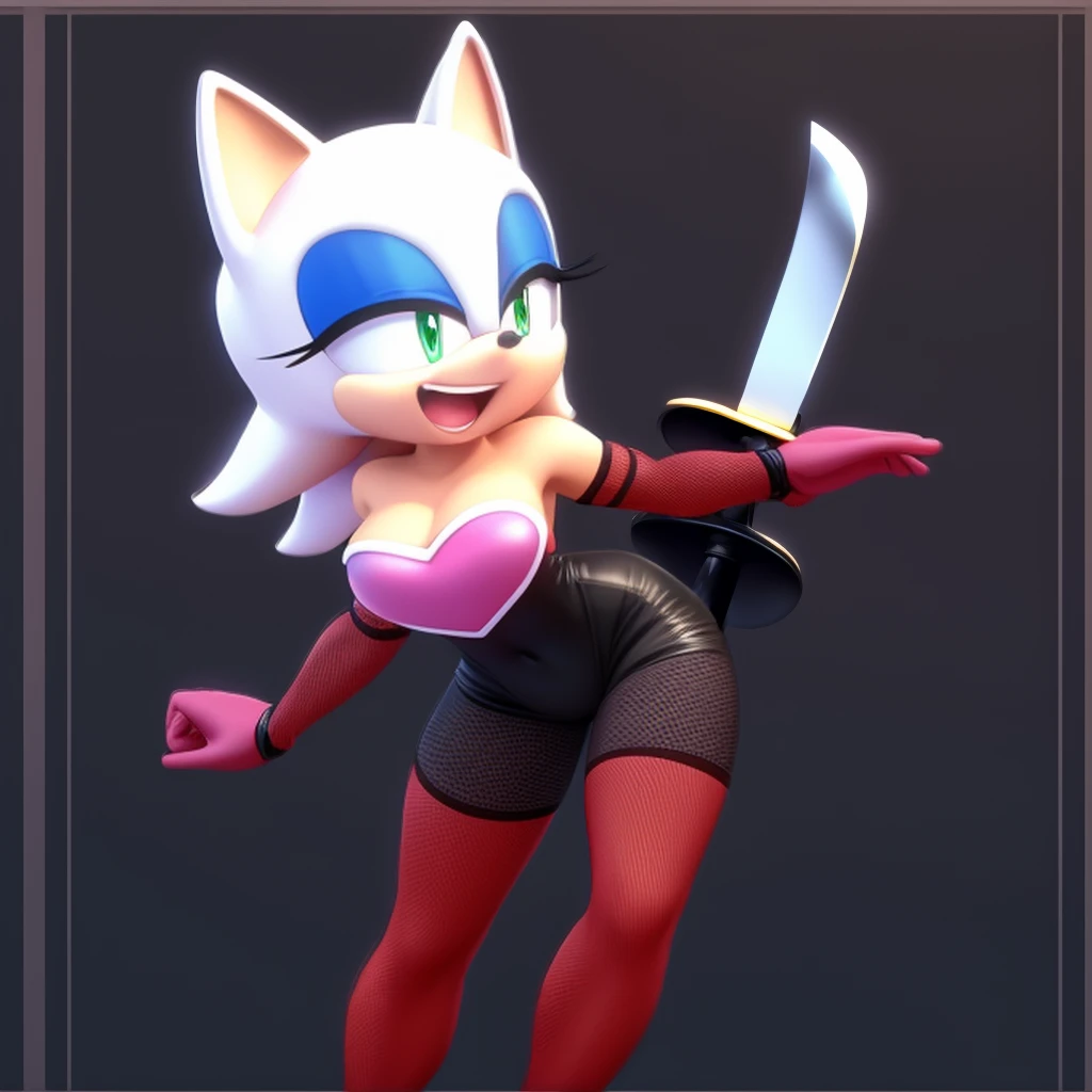 Rouge fight sword and laughs Black bodystocking . Sonic