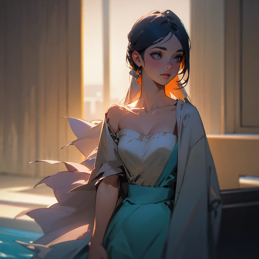 beautiful detailed girl standing next to a pool, 1girl, clear water, summer day, relaxed atmosphere, detailed eyes, detailed lips, extremely detailed face, long eyelashes, photorealistic, realistic, 8k, masterpiece, studio lighting, hyperrealistic, cinematic lighting, natural lighting, vivid colors, high contrast, dramatic lighting