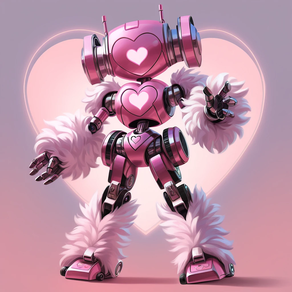 fluffy heart robot in fantastic realism art style
