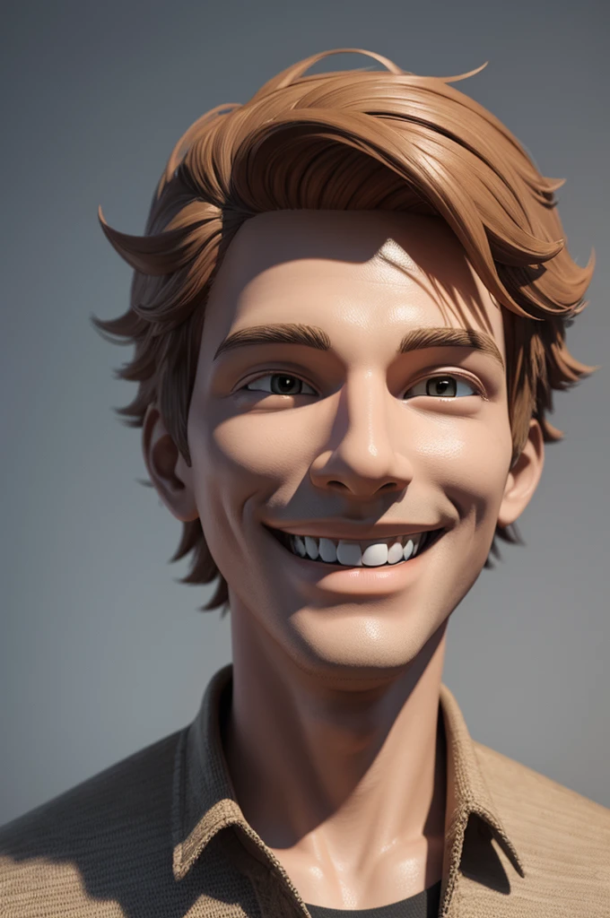 3d character,face of a genius boy smiling