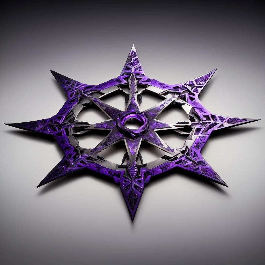 purple and black star with a metal design, shurikens, octsne rendering, Made from liquid purple metal, need design, symetry!! conceptual artwork, epic abstract 3d model, hd 8k wallpaper jpeg artifact, 8k hd wallpaper jpeg artifact, rendered in keyshot, intricate octane, extremely intricate metallic details