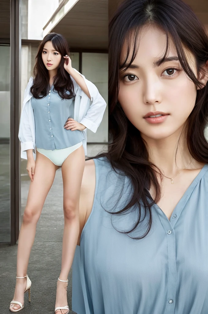  ((Highest quality)),Detailed image quality、Depth of written boundary:f4, Woman with beautiful face, perfect body,Mine Fujiko、Light clothing、Underwear commercial