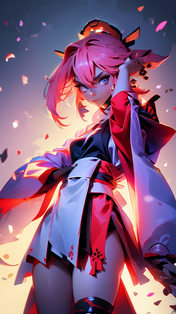 Ninja girl . samurai hold katana 