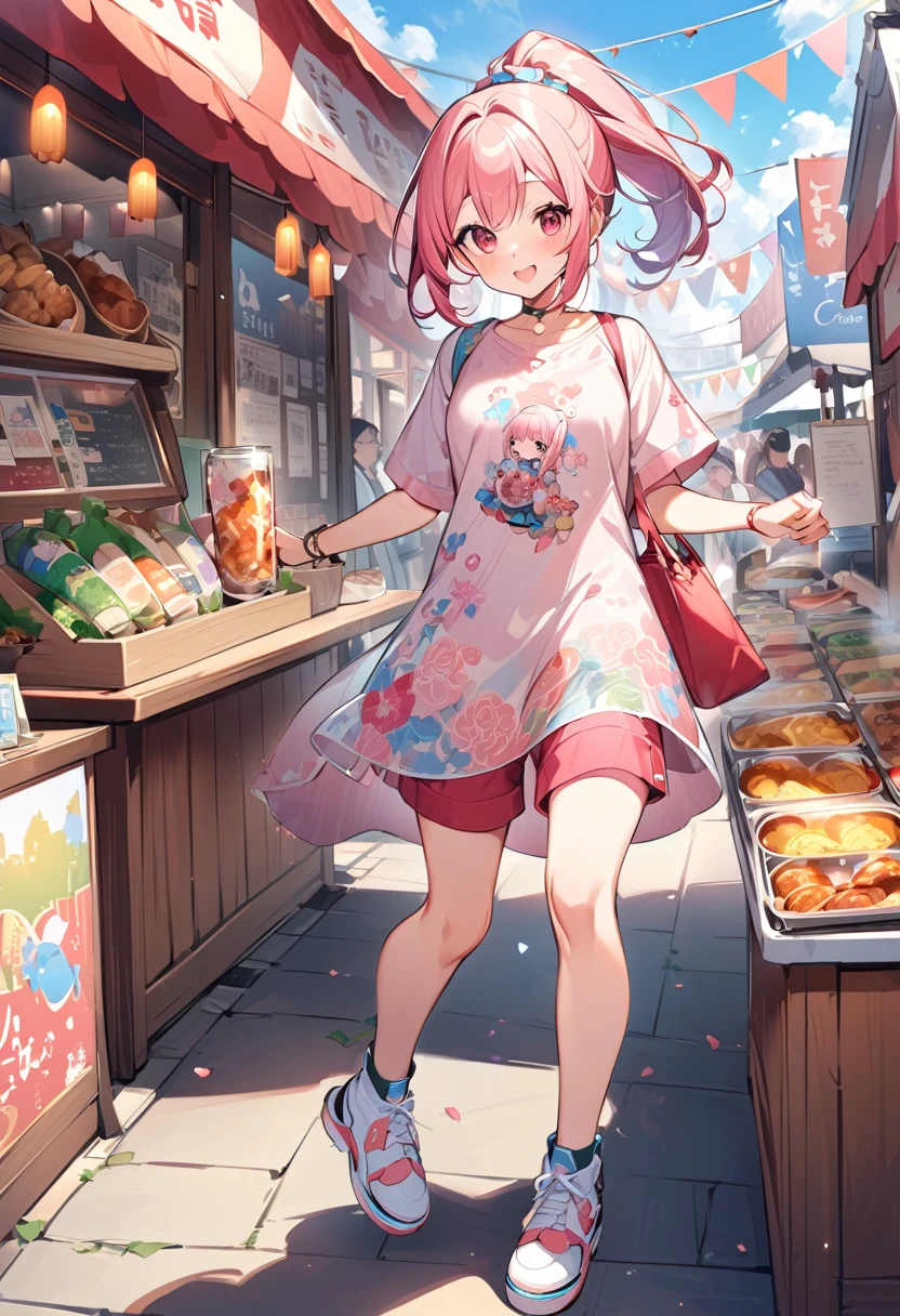 Highest quality、High resolution、Detailed Background、Beautiful face in every detail、Detailed facial expressions、Teenage beauty、Highly detailed face、cuteカラーの髪色、ponytail、Bob、cute仕草をする、Festival-day food stalls、Fun atmosphere、
(Festival-day food stallsを楽しんでいる2人の少女:1.5)、
Cotton candy in little hands、A big smile、In the midst of the festival bustle、Running with friends、
Shooting Challenge、Desperate for the prize、Goldfish scooping is also fun、Gently pick it up、
The aroma of freshly fried yakisoba、I'm getting hungry、Play to your heart's content、enjoy、
My heart leaps、A festival under the blue sky、A child's innocent smile、It turns into a warm memory、
T-shirts with flashy designs and characters、Knee-length shorts、Denim or cotton、
Sandals or sneakers、Dresses and tunics、Something that is easy to move in and cool、
The gorgeous print is adorable、Pochette、
Brightly colored items and character motifs、cute