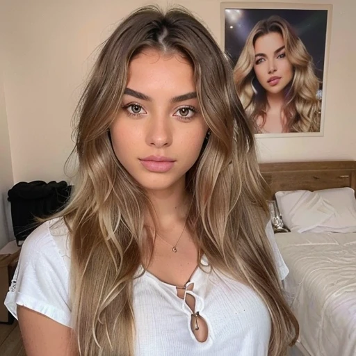 italiana hermosa from 17 years old, brown blonde ,rostro angelical y tierna , long hair hairstyle Semi updo with braid and thick waves Blonde with light roots , in the room with clothes ,(( foto realista de noche), ((pechos normales )),((rostro angelical)),((foto entera de cuerpo con ropa ),((blonde hair with roots )), ((ropa de noche), cabello rubio ,Ojos castanhos claros , cuerpo completo ,Realista, un  muy elegante, of celestial roots, rubia pelo, con ropa ,de noche,LUT de Instagram, from 17 years old.