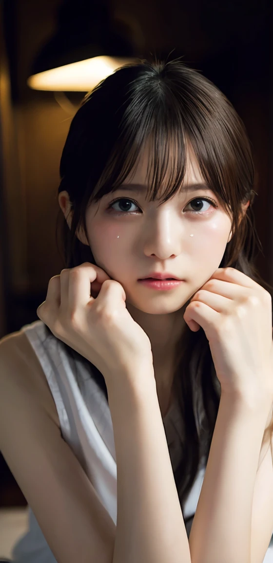 topless、Bottleless、Naked、Big eyes、Big black eyes、Drooping eyes、Completely naked、topless、beautiful breasts、normal breasts、bottomless、All naked、naked、No underwear、not wearing anything、short bob、loose curly hair、I was injured、bleed、endure the pain、A painful look、It hurts、I was scared、It was scary look、はAre crying、Are crying、I'm crying、It was scary、trembling、alone, idol face,cute、18-year-old、Japanese、 delicate girl, Frank, Sophisticated, thin arms, innocent eyes, cheek, shiny pink lips、Keep your lips open、depth of field movie light、blurred background、目 focuokeh dof、professional lighting、soft light、(NSFW:1.1)、bodice subian、beautiful feet、asuka saito、body photo、standing、standing、injury,bleed、bodice subian、It was scary、はAre crying、I'm crying, on body,,standing、 masturbation, juice,saliva trace,body fluid、A painful look、hold back defecation、leaking、thin、traces of being attacked、