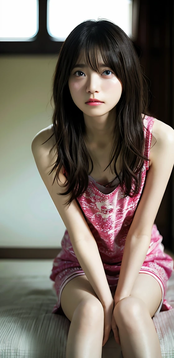 topless、Bottleless、Naked、Big eyes、Big black eyes、Drooping eyes、Completely naked、topless、beautiful breasts、normal breasts、bottomless、All naked、naked、No underwear、not wearing anything、short bob、loose curly hair、I was injured、bleed、endure the pain、A painful look、It hurts、I was scared、It was scary look、はAre crying、Are crying、I'm crying、It was scary、trembling、alone,  idol face,cute、18-year-old、Japanese、 delicate girl, Frank, Sophisticated, thin arms,  innocent eyes, cheek,   shiny pink lips、Keep your lips open、depth of field movie light、blurred background、目 focuokeh dof、professional lighting、soft light、(NSFW:1.1)、bodice subian、beautiful feet、asuka saito、body photo、standing、standing、injury,bleed、bodice subian、It was scary、はAre crying、I'm crying, on body,,standing、 masturbation, juice,saliva trace,body fluid、A painful look、hold back defecation、leaking、thin、traces of being attacked、