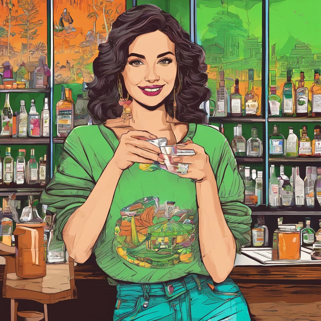 🪄для Мишель🎁от🎭Grey🎈








,
beautiful brunette woman in a light sweatshirt and jeans shows a like for Gray with her finger and drinks a mojito in a cafe near the park, bright green eyes, satisfied smile, sharp lines, Detailed drawing, half-side view, 16K