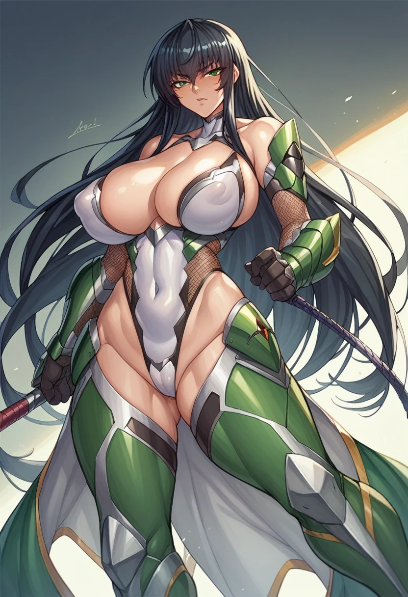 Taimanin Asagi、Asagi Igawa、Black Hair、Eyes are green、Long Hair、Huge breasts、Warrior