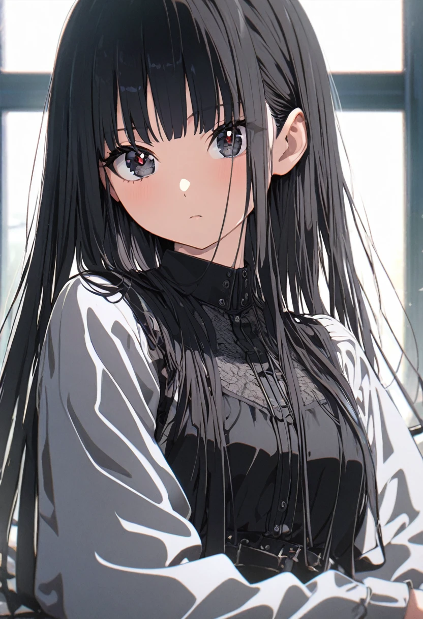 Super detailed,(Highest quality),((masterpiece)),(High resolution),original,Highly detailed 8k wallpaper,(Very delicate and beautiful),Highest_hand,anime,Black Hair,Long Hair,Neat bangs,Straight Hair,流行のcute女の子,black eye,Black bare-chested clothing,cool,Stylish,流行のStylish,cute,Upper body only,Beautiful pupils,One Girl,Only 1 person,White background