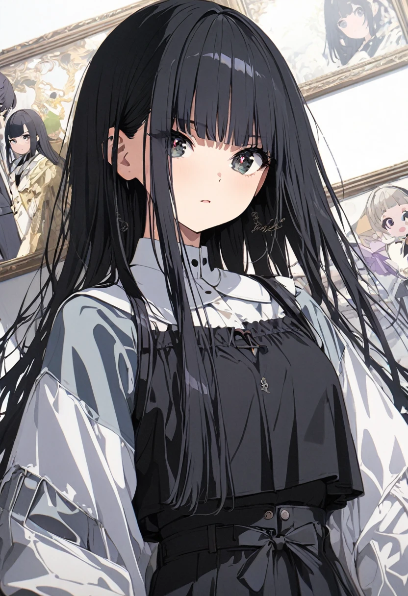 Super detailed,(Highest quality),((masterpiece)),(High resolution),original,Highly detailed 8k wallpaper,(Very delicate and beautiful),Highest_hand,anime,Black Hair,Long Hair,Neat bangs,Straight Hair,流行のcute女の子,black eye,Black bare-chested clothing,cool,Stylish,流行のStylish,cute,Upper body only,Beautiful pupils,One Girl,Only 1 person,White background