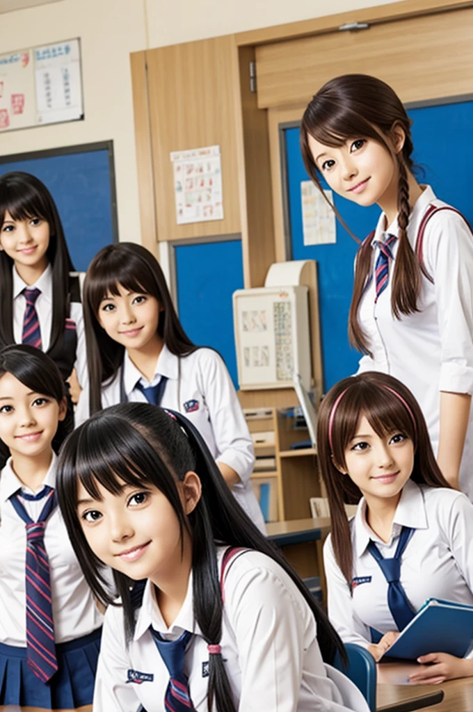there is a picture of a young girl in a school uniform, aoi ogata, chiho, narumi kakinouchi, shiori teshirogi, 奈良美智, akiko takase, aoshima chiho, nishimiya shouko, tsugumi ohba, kazue kato --auto