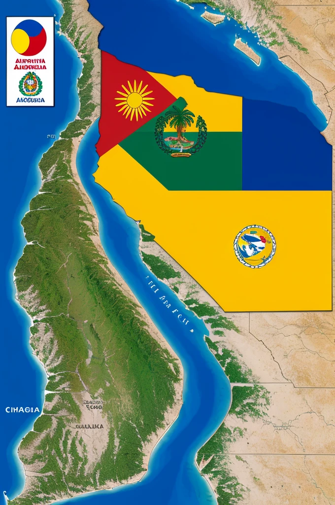 Make a map of California with the flags of Belize, Guatemala, the Savior, honduras, Nicaragua, Costa Rica and Panama,
argentina, bolivia, Brazil, Chile, Colombia, Ecuador, Guyana, Paraguay, Peru, Suriname, Uruguay, Venezuela