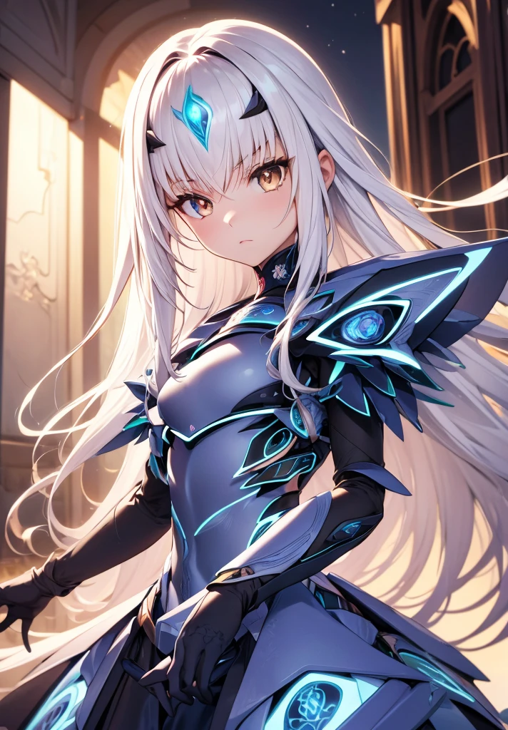 Melusina, Melusina, (Brown eyes:1.5), long hair, White hair, side locks, (small chest:1.2),
Armor BREAK, dress blindado, dress negro, gloves negros, blue armor, dress azul, peto, dress, sashes, gloves, mask, shoulder pads, dress corto, shoulder armor,
REST looking at the viewer,
REST outdoors,
BREAK (Masterpiece:1.2), Best Quality, high resolution, unity 8k wallpaper, (illustration:0.8), (Beautiful detailed eyes:1.6), extremely detailed face, perfect lighting, Extremely detailed CG, (perfect hands, perfect anatomy),