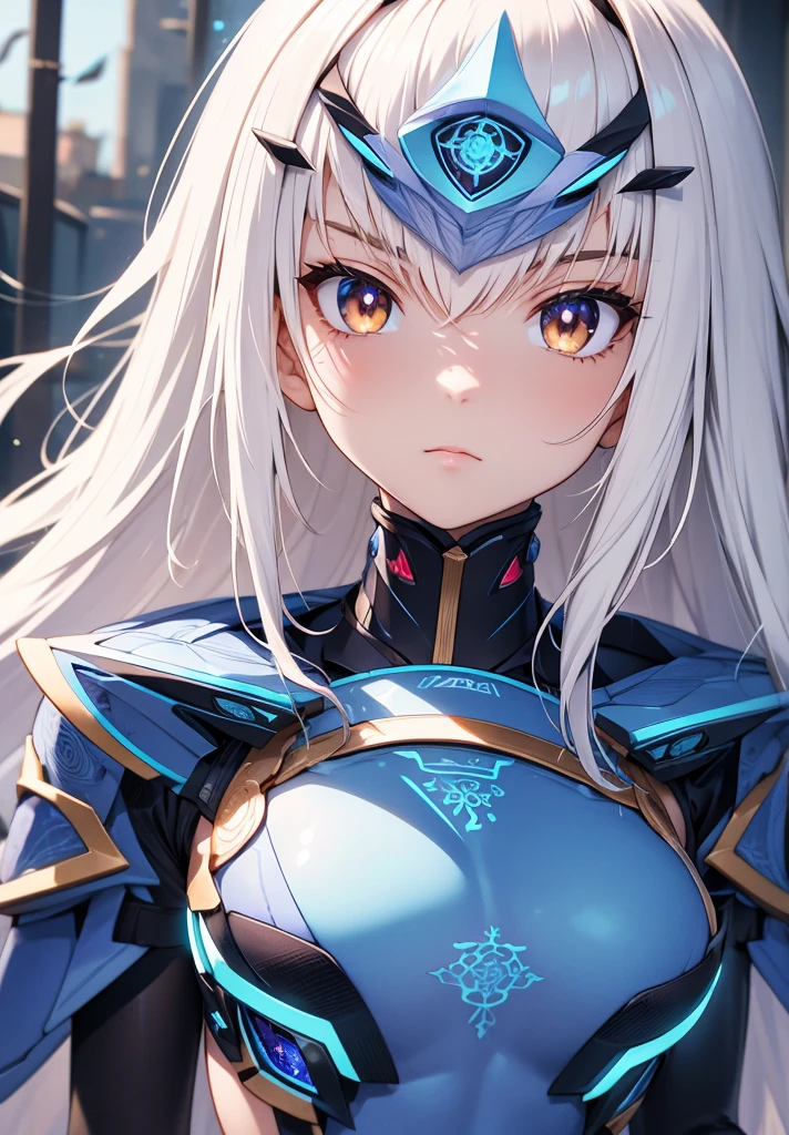 Melusina, Melusina, (Brown eyes:1.5), long hair, White hair, side locks, (small chest:1.2),
Armor BREAK, dress blindado, dress negro, gloves negros, blue armor, dress azul, peto, dress, sashes, gloves, mask, shoulder pads, dress corto, shoulder armor,
REST looking at the viewer,
REST outdoors,
BREAK (Masterpiece:1.2), Best Quality, high resolution, unity 8k wallpaper, (illustration:0.8), (Beautiful detailed eyes:1.6), extremely detailed face, perfect lighting, Extremely detailed CG, (perfect hands, perfect anatomy),