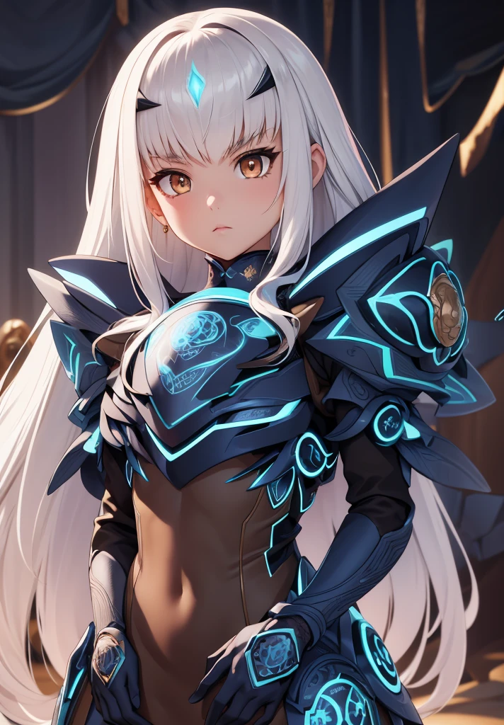 Melusina, Melusina, (Brown eyes:1.5), long hair, White hair, side locks, (small chest:1.2),
Armor BREAK, dress blindado, dress negro, gloves negros, blue armor, dress azul, peto, dress, sashes, gloves, mask, shoulder pads, dress corto, shoulder armor,
REST looking at the viewer,
REST outdoors,
BREAK (Masterpiece:1.2), Best Quality, high resolution, unity 8k wallpaper, (illustration:0.8), (Beautiful detailed eyes:1.6), extremely detailed face, perfect lighting, Extremely detailed CG, (perfect hands, perfect anatomy),