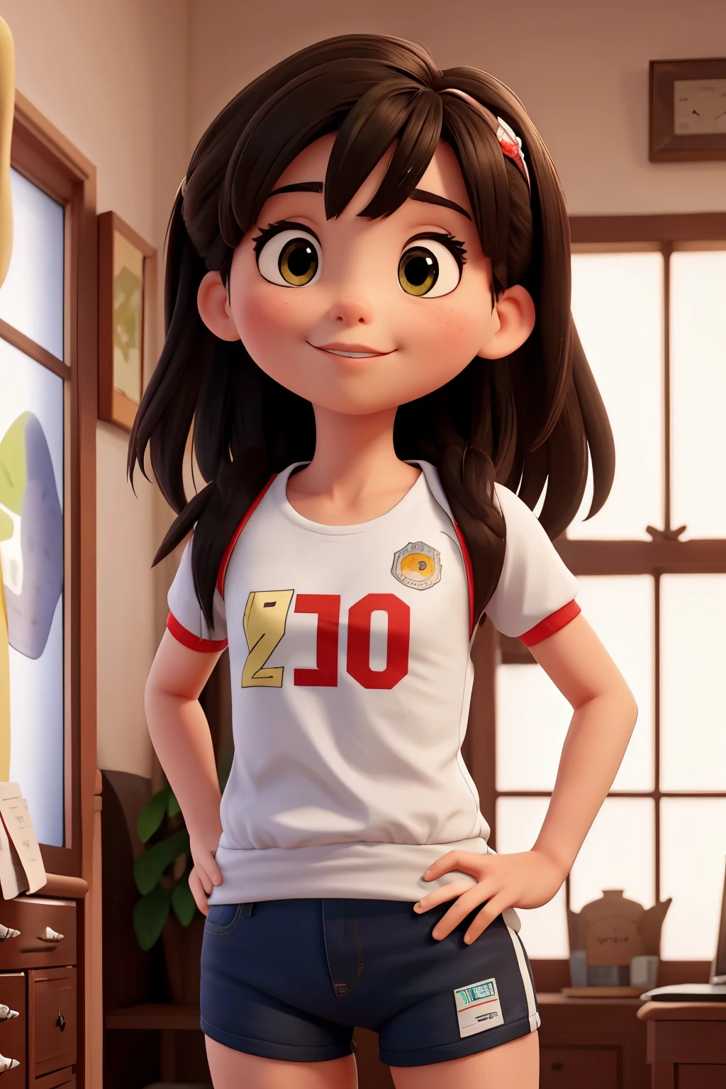 Girl with the Colombia shirt number 10 name Daniela long hair 