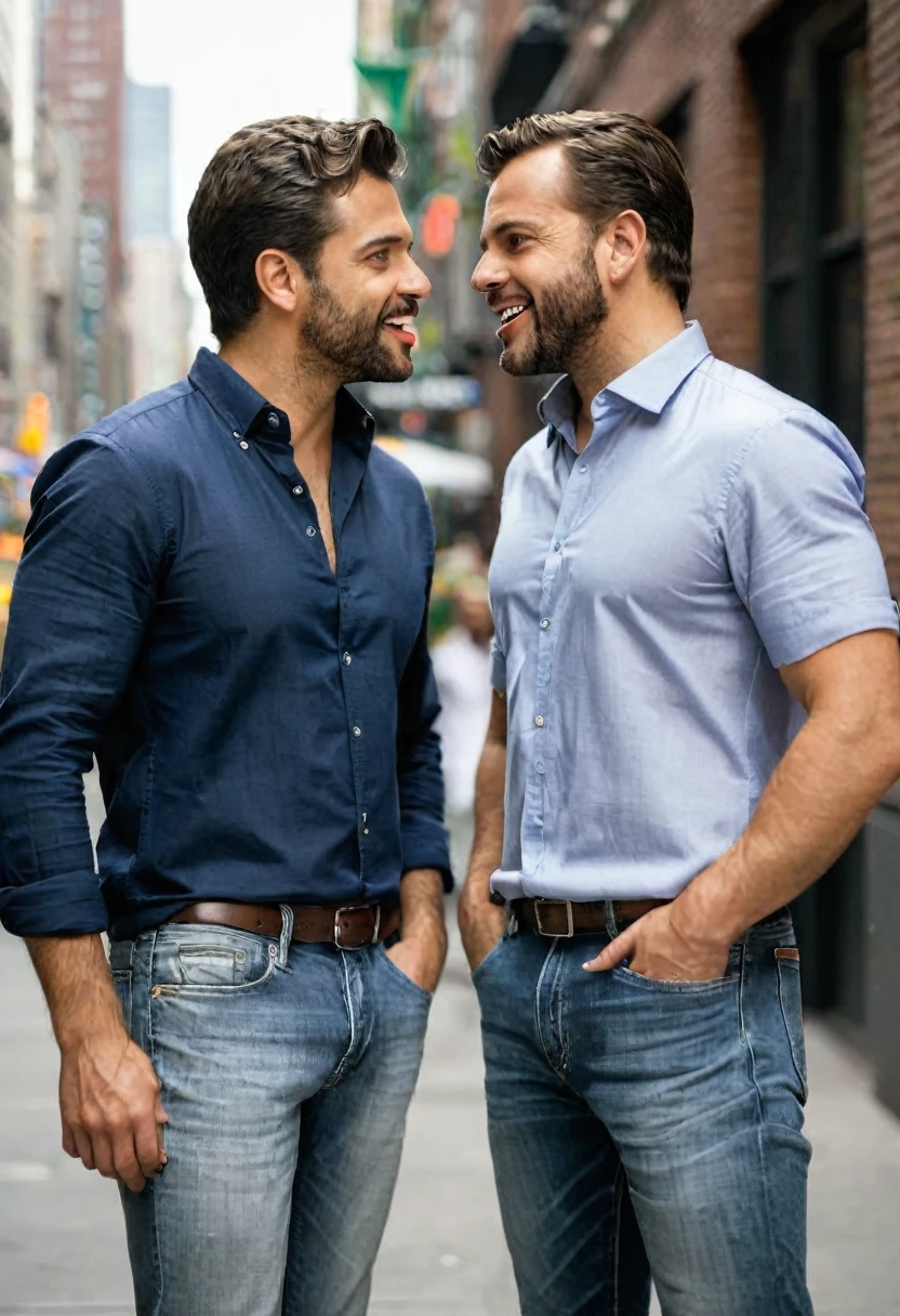 Two hot 30 years old men discussing the sex in the big city